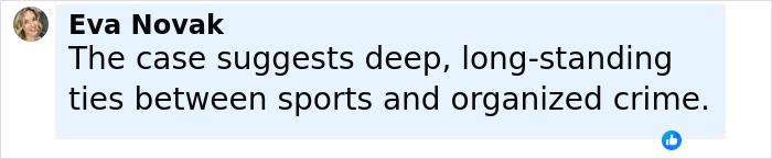 Eva Novak commenting on NBA gambling scandal, highlighting connections between sports and organized crime.