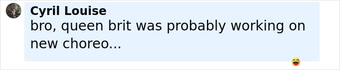 Comment mentioning Britney Spears possibly working on new choreography, related to Kevin Federline claims about their sons and knife. Comment mentioning Britney Spears possibly working on new choreography, related to Kevin Federline claims about their sons and knife.