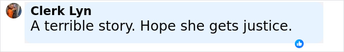 Comment from Clerk Lyn expressing hope for justice in a case involving a teen missing 27 years found in horrific condition.