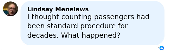 Comment from Lindsay Menelaws questioning cruise ship passenger counting procedures after elderly woman was stranded on a remote island.