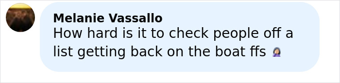 Comment about difficulty checking passengers off list after elderly woman found deceased on Great Barrier Reef Island.