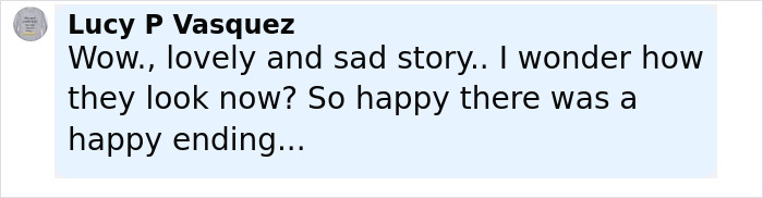 Comment by Lucy P Vasquez expressing mixed emotions about sisters discovered alive 36 years after being missing.