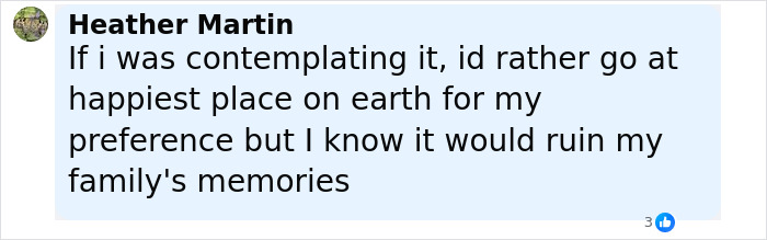 Comment from Disney superfan Heather Martin sharing personal thoughts about family and happiness at the happiest place on earth.