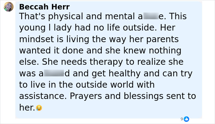 Comment on woman missing for 27 years, found emaciated, discussing her mental and physical recovery needs.