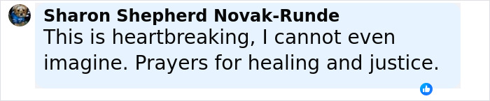 Comment expressing heartbreak and prayers for healing and justice related to woman missing for 27 years found emaciated.