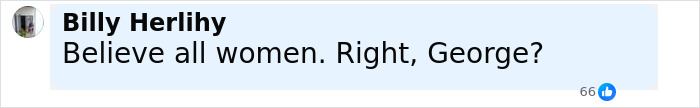 Alt text: A social media comment referencing George Clooney amid Virginia Giuffre Epstein memoir allegation discussions.