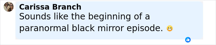 Image of a woman smiling and commenting about a paranormal black mirror episode, related to psychic drawing and love life changes.