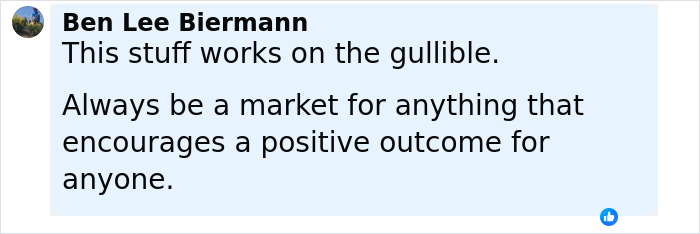 Screenshot of a Facebook comment by Ben Lee Biermann discussing the effectiveness of a psychic drawing in changing love life outcomes.