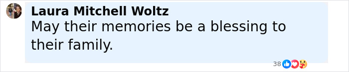 Comment by Laura Mitchell Woltz expressing condolences, related to Holocaust survivor Ruth Posner and husband.