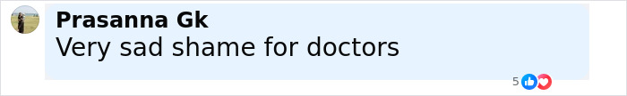 Comment on social media saying very sad shame for doctors, related to doctor who argued against wife&rsquo;s autopsy case.
