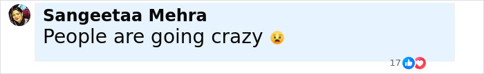 Comment by Sangeetaa Mehra saying People are going crazy with a shocked face emoji on social media post about doctor who argued against wife&rsquo;s autopsy.