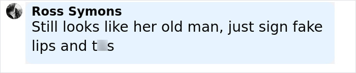 Screenshot of a social media comment discussing Charlie Sheen's daughter and her plastic surgery transformations.