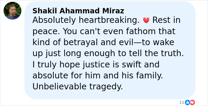 Comment expressing heartbreak over Florida dad-to-be waking from coma and making accusation against girlfriend before passing. Comment expressing heartbreak over Florida dad-to-be waking from coma and making accusation against girlfriend before passing.