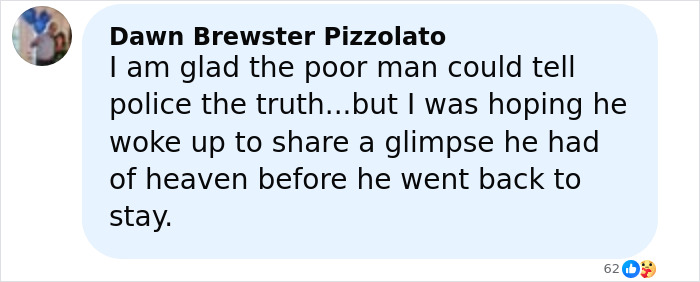 Comment on Facebook post sharing a Florida dad-to-be’s scathing accusation against girlfriend after waking from coma. Comment on Facebook post sharing a Florida dad-to-be’s scathing accusation against girlfriend after waking from coma.
