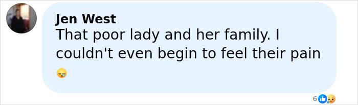 Comment by Jen West expressing sympathy for a lady and her family after being stranded on a remote island.