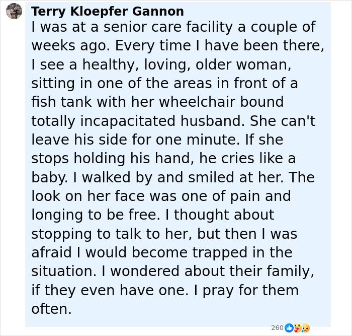 Alt text: Elderly woman caring for wheelchair-bound husband reveals notes explaining why situation became too much for her.