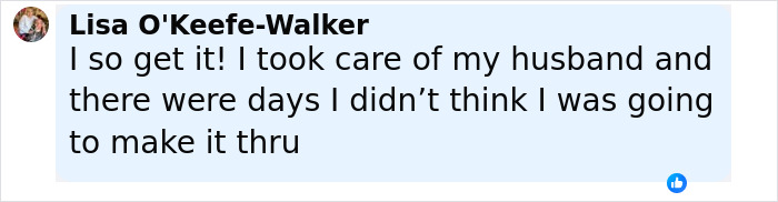 Comment from 82-year-old woman explaining the strain of caring for her husband and feeling overwhelmed.