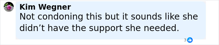 Facebook comment by Kim Wegner expressing concern that an 82-year-old woman lacked support before fatally attacking her husband.