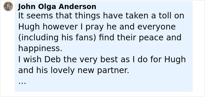 Fan comment expressing concern over Hugh Jackman during midlife crisis after red carpet appearance with Sutton Foster.