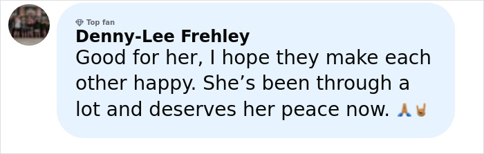 Comment by Denny-Lee Frehley expressing support for Amanda Bynes as she hints at new romance with mystery man.