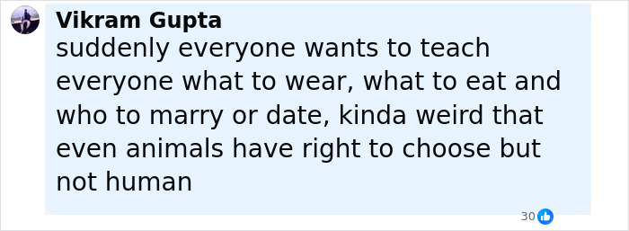 Screenshot of a social media comment criticizing rules on clothing choice, linked to tourists kicked out over sports attire debate. Screenshot of a social media comment criticizing rules on clothing choice, linked to tourists kicked out over sports attire debate.