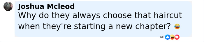 Comment by Joshua Mcleod questioning haircuts when starting a new chapter, with 40 reactions.