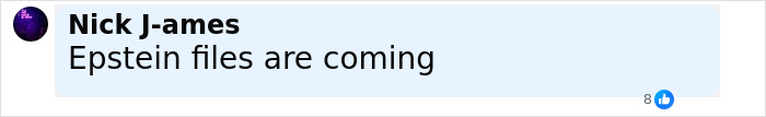 Comment text on a social media post reading Epstein files are coming, related to new Prince Andrew allegations emerging.