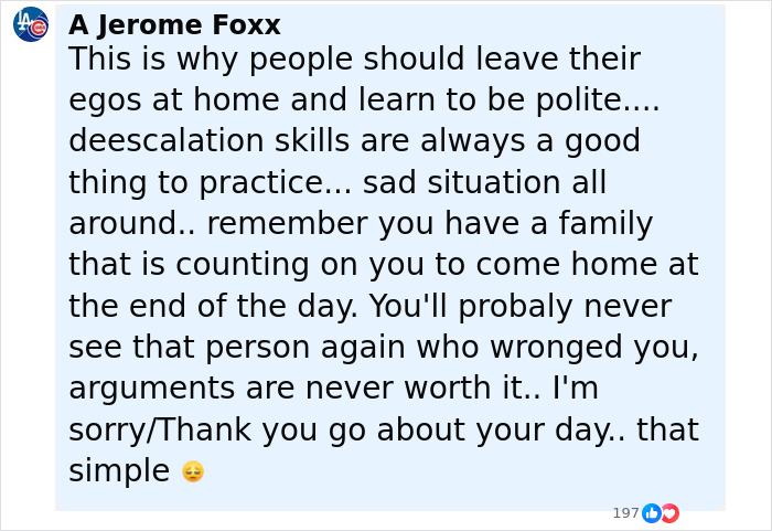 Comment on deescalation and politeness after woman loses life outside pet store following argument over saying thank you.