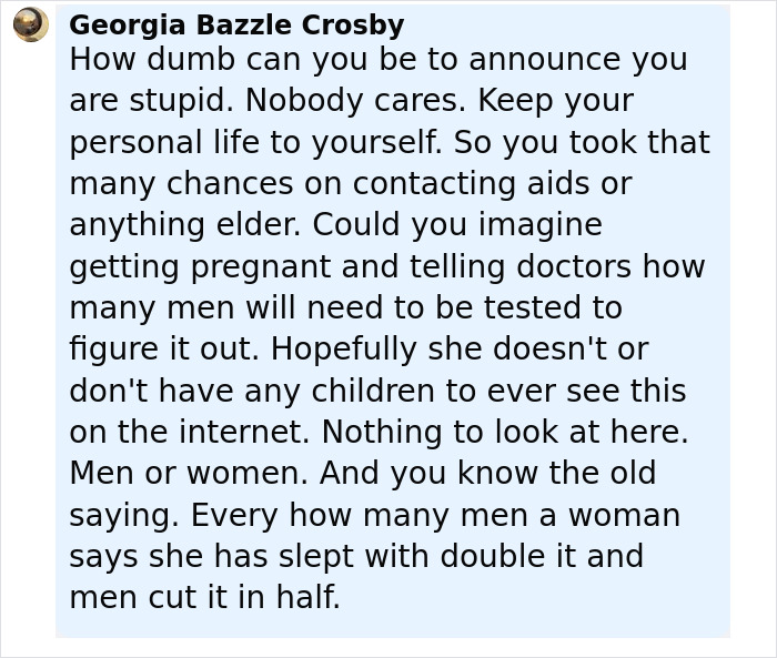 Alt text: Social media comment discussing Lily Phillips and the controversy around her fame and personal life choices.