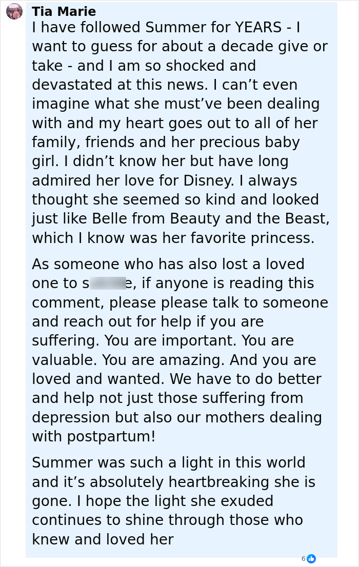 Comment from a Disney superfan expressing shock and heartbreak over the news of a well-known fan's passing.