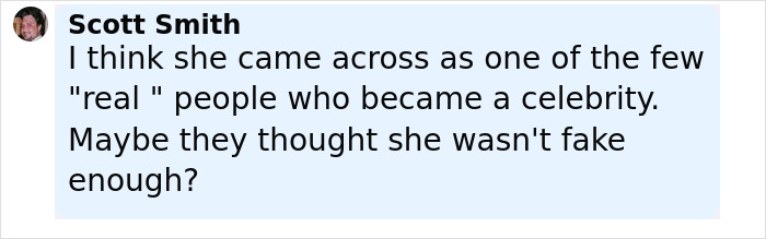 Comment by Scott Smith discussing Jennifer Lawrence&rsquo;s personality and public perception in relation to being a rich art dealer&rsquo;s spouse.