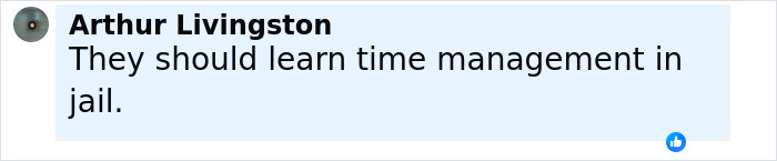 Comment from Arthur Livingston expressing that people should learn time management in jail, discussing healthcare exec and baby left alone at beach. Comment from Arthur Livingston expressing that people should learn time management in jail, discussing healthcare exec and baby left alone at beach.