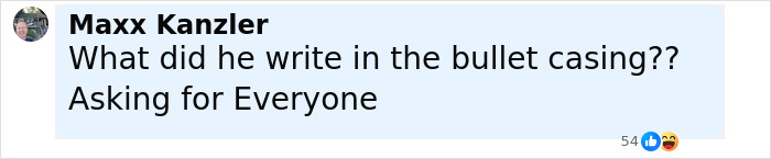 Screenshot of a social media comment questioning the writing inside a bullet casing related to a faked kidnapping case.