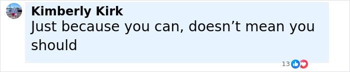 Comment by Kimberly Kirk on social media, expressing opinion about wearing see-through outfits and risqu&eacute; looks.
