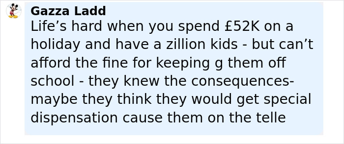 Screenshot of social media post discussing parents facing court after $70,000 Disney vacation controversy.