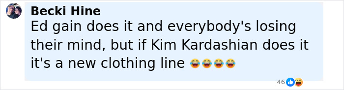 Comment mocking Kim Kardashian's new line of intimate hair underwear described as a wig for private parts.