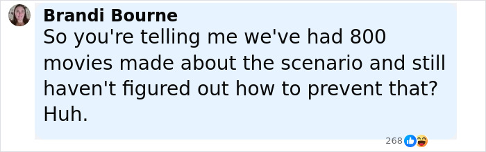 Text message from Brandi Bourne questioning 800 movies made about a scenario and prevention failures, related to jewel thief insight.