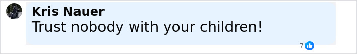 Comment from Kris Nauer warning to trust nobody with your children regarding abuse and safety concerns.
