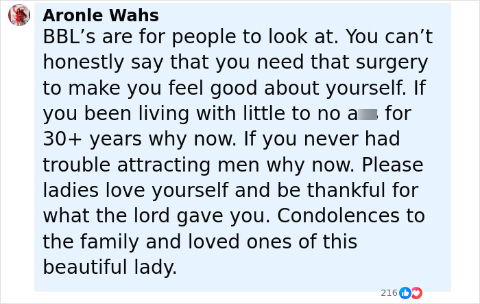 Comment expressing condolences after NYPD detective and mom of 3 found deceased following cosmetic surgery.