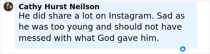 Comment from Cathy Hurst Neilson expressing sadness about influencer&rsquo;s complications from popular Fox Eyes surgery.