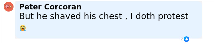 Comment about Chris Evans in a jock strap leaving fans speechless, mentioning shaved chest protest and emotional reaction.