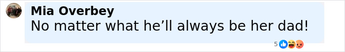 Comment from Mia Overbey stating no matter what he&rsquo;ll always be her dad, related to Bijou Phillips and Danny Masterson news.