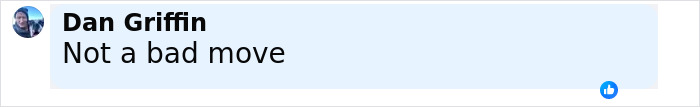 Social media comment by Dan Griffin saying Not a bad move, in a light blue text box with a thumbs-up reaction.