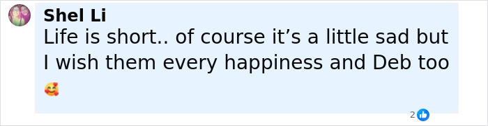 Comment from Shel Li expressing mixed feelings about a midlife crisis involving Hugh Jackman on the red carpet with Sutton Foster.