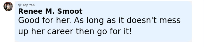 Comment from a top fan Renee M. Smoot supporting Simone Biles amid plastic surgery rumors online.