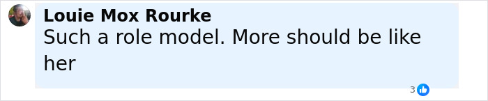 Comment by Louie Mox Rourke praising Simone Biles as a role model amid plastic surgery rumors discussion.