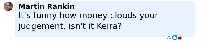 Comment on social media mentioning Keira Knightley amid Harry Potter casting backlash, highlighting public opinion and controversy.