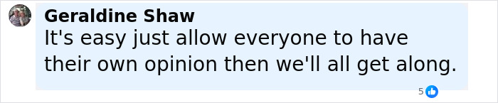 Comment by Geraldine Shaw expressing the importance of allowing opinions to avoid conflict amid Keira Knightley Harry Potter casting backlash.