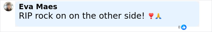 Comment from Eva Maes expressing condolences for Ace Frehley's sudden passing, related to Gene Simmons and Paul Stanley's tribute.