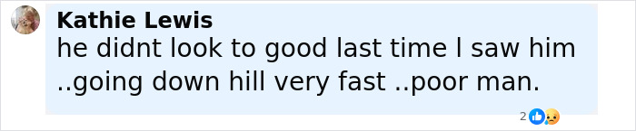 Comment by Kathie Lewis expressing concern about Michael J. Fox's health decline, mentioning it looks like a tragedy.